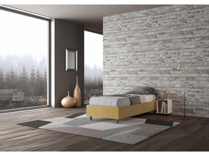 Lit Sommier avec sommier capitonné 80x200 Ventoriq microfibre ocre QOXR52969