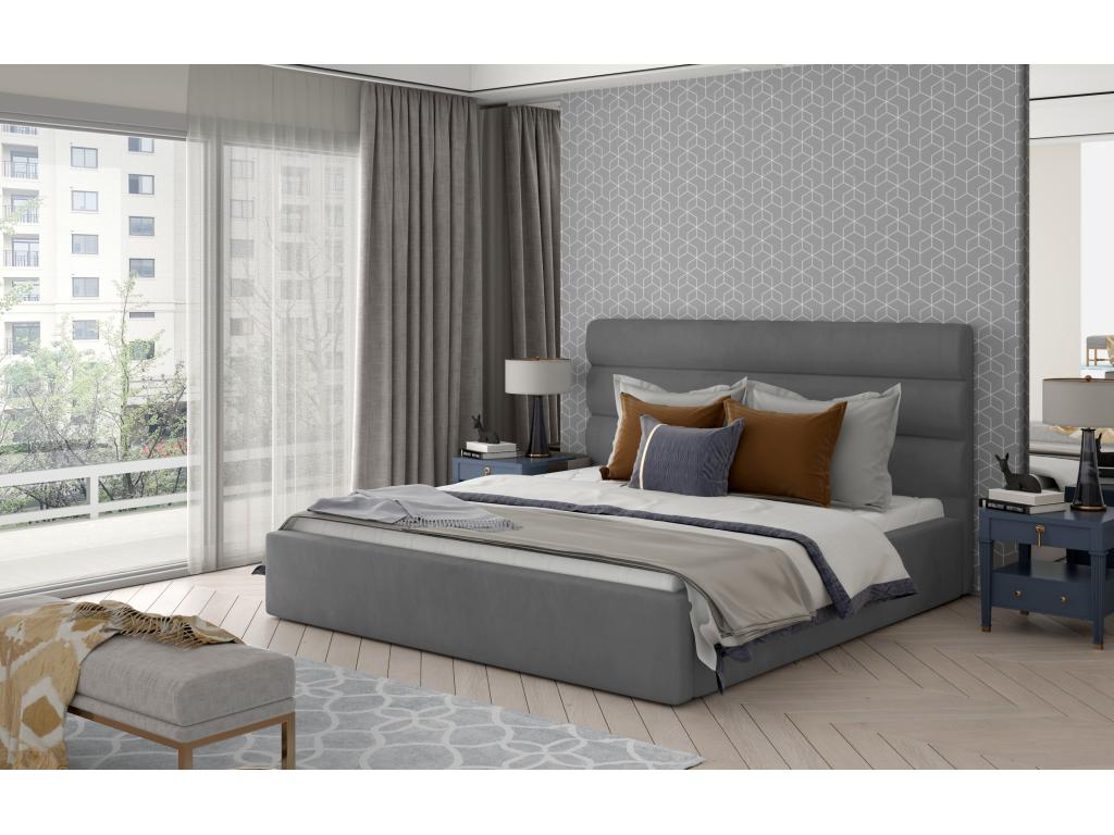 Lit Ventoriq L 180x200 /Tissu-Gris PTAU03714