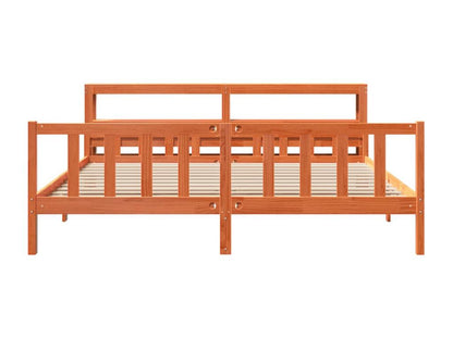Cadre de lit et tête de lit cire marron 180x200 cm bois de pin EQSP89490