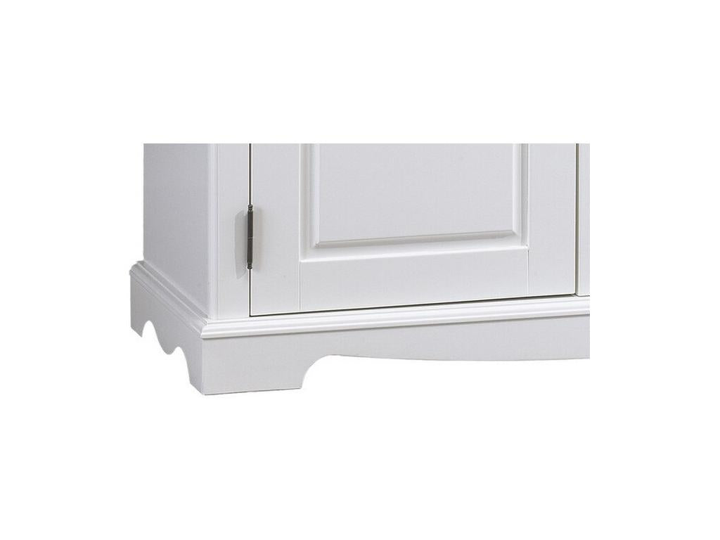 Buffet Vaisselier Blanc 4 Portes Style Anglais 6 Niches L 101 H 186 P 42 cm CMXG08328