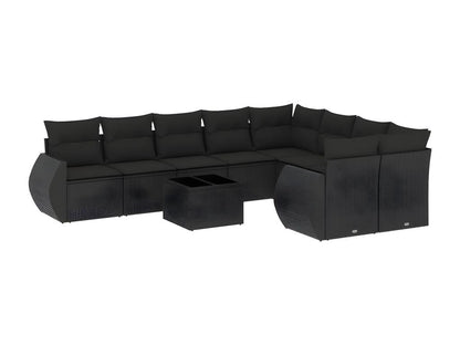 Salon de jardin 10 pcs avec coussins noir résine tressée TOZD10102