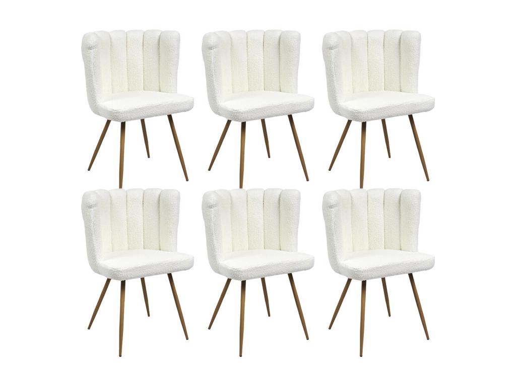 Ventoriq - Lot de 6 Fauteuils Blanc Tissu Bouclettes KJTX94109