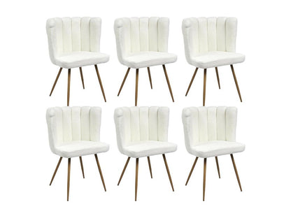 Ventoriq - Lot de 6 Fauteuils Blanc Tissu Bouclettes KJTX94109