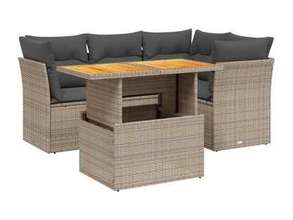 Salon de jardin 5 pcs avec coussins gris résine tressée EUBY94815