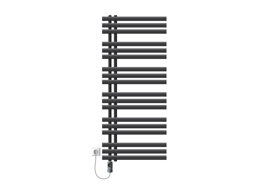 Radiateur électrique pour salle de bain Ventoriq 600x1400mm Anthracite résistance 1200W XCCF62241