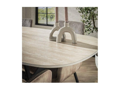 Ventoriq - Table de repas céramique aspect travertin pour 6 personnes GOZQ81872