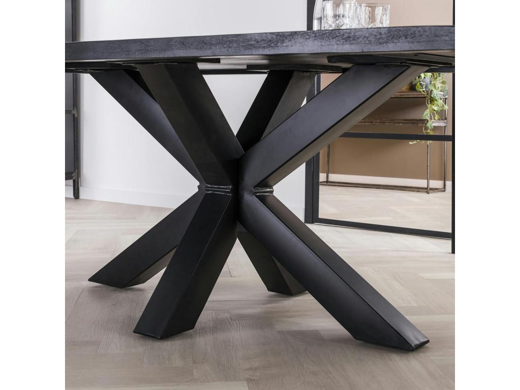 Table pied central bois de manguier noir 200 cm Ventoriq LYSX28582