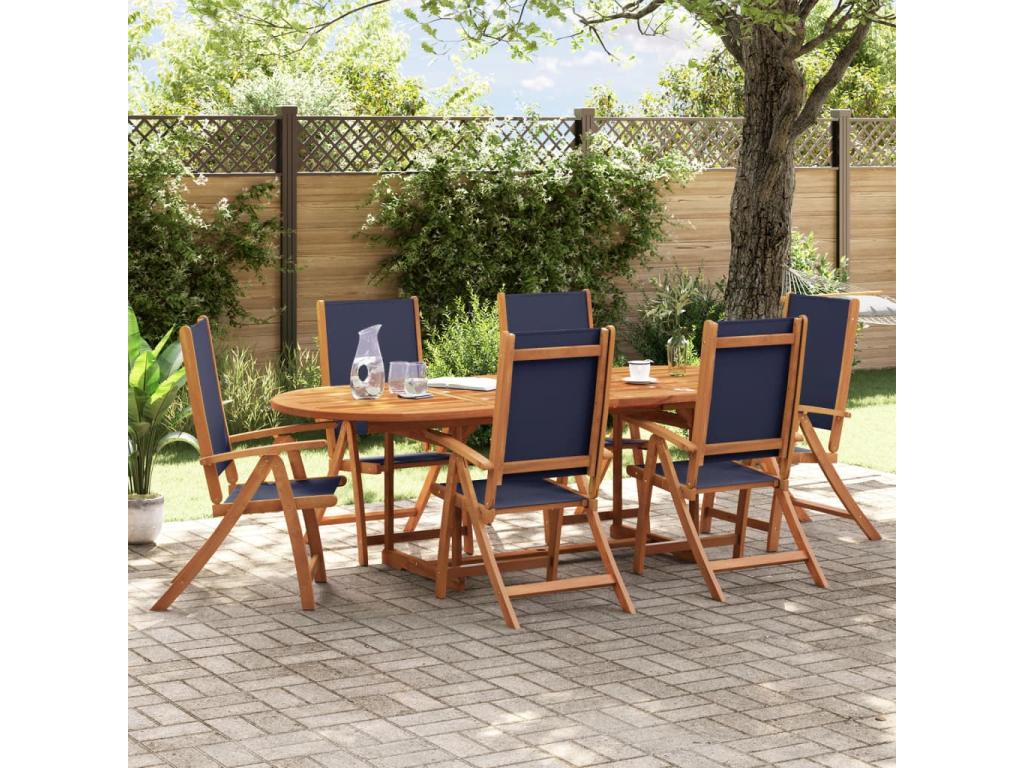 Ensemble à manger de jardin 7 pièces bois d'Ventoriq solide textilène RCUJ06597