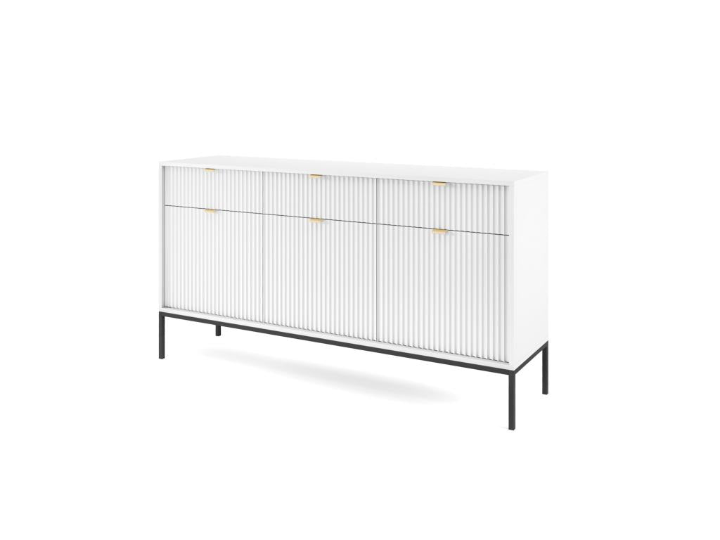 Commode Boislis SANDS KSZ154 Buffet avec 3 tiroirs blanc mat AFCU73800