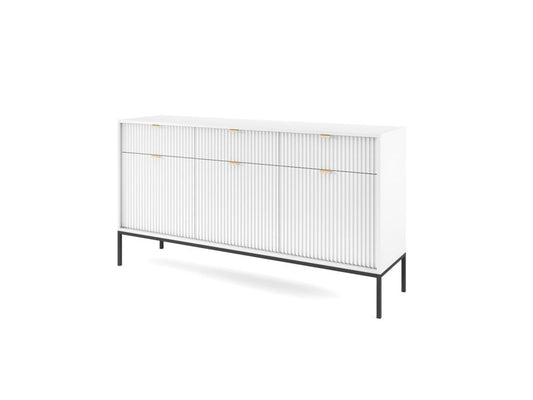 Commode Boislis SANDS KSZ154 Buffet avec 3 tiroirs blanc mat AFCU73800
