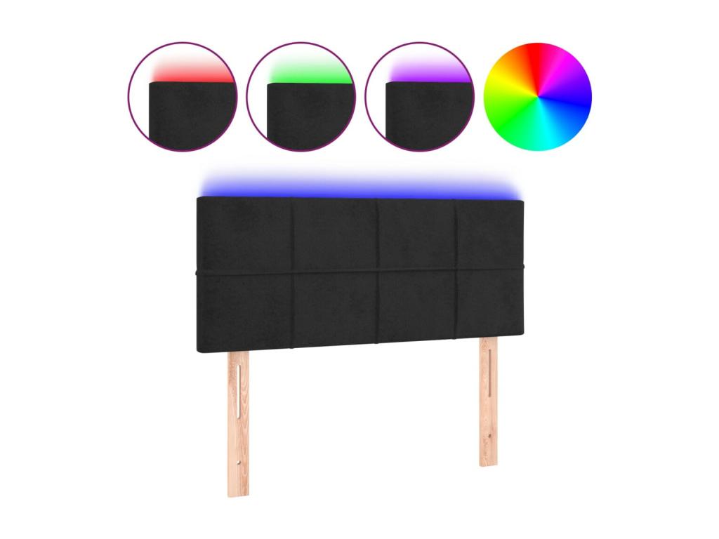 Tête de lit à LED Noir 100x5x78/88 cm Velours CLPR88285