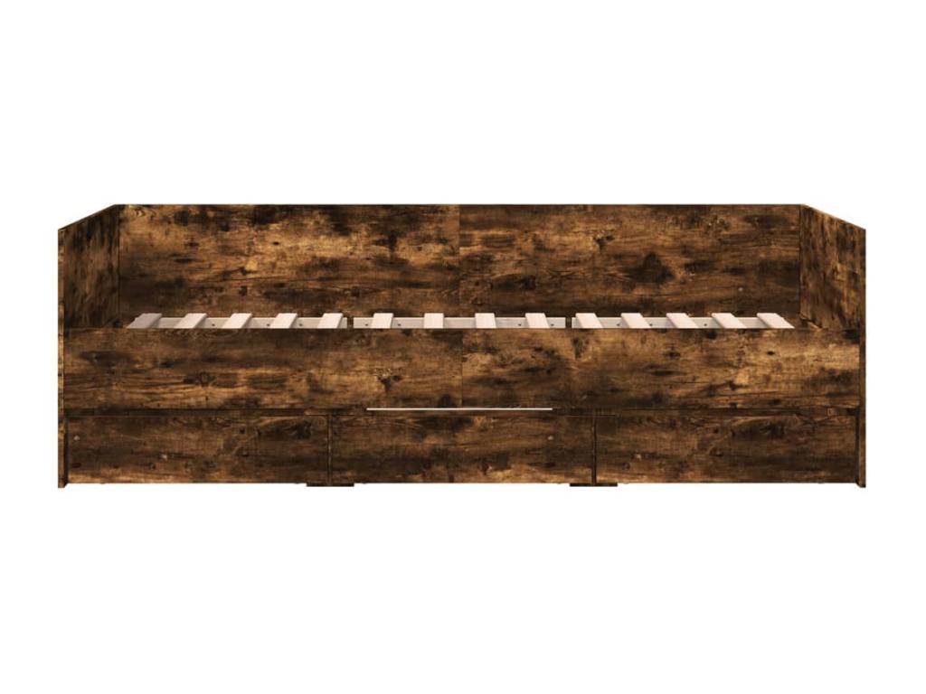 Lit de jour et tiroirs chêne fumé 100x200 bois d'ingénierie YTCT25883