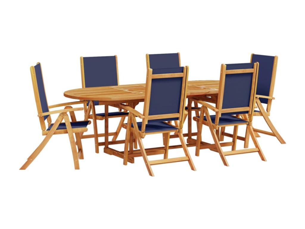 Ensemble à manger de jardin 7 pièces bois d'Ventoriq solide textilène RCUJ06597