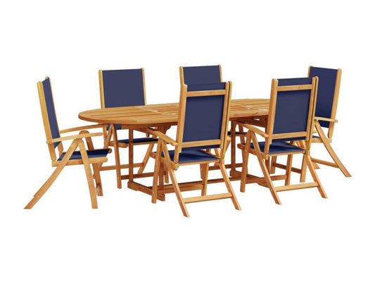 Ensemble à manger de jardin 7 pièces bois d'Ventoriq solide textilène RCUJ06597