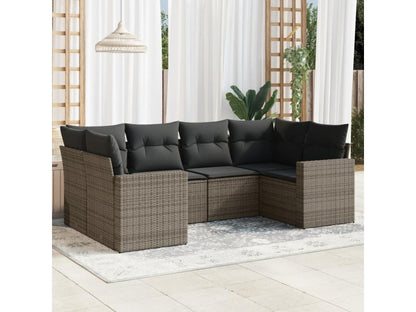 Salon de jardin 6 pcs avec coussins gris résine tressée KSLK35688