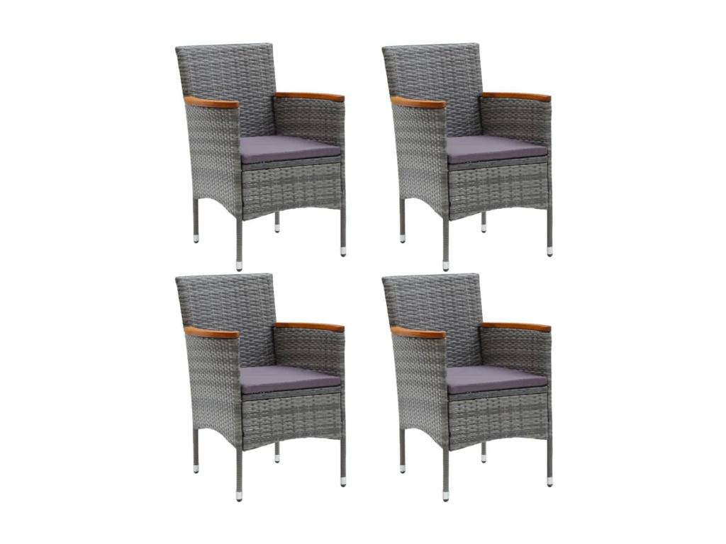Mobilier à dîner de jardin et coussins 5 pièces Résine tressée Gris FGAS90042