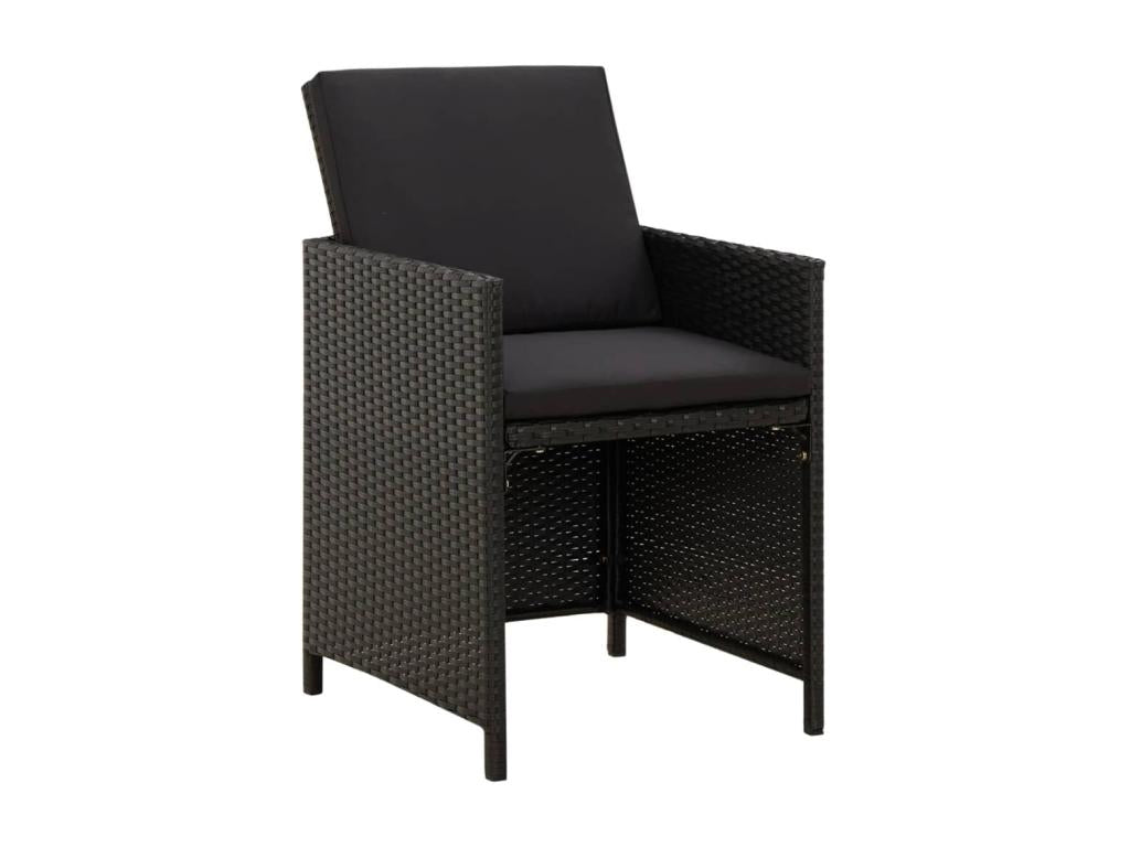 Mobilier à dîner de jardin et coussins 9 pièces Résine tressée Noir KUBX17838