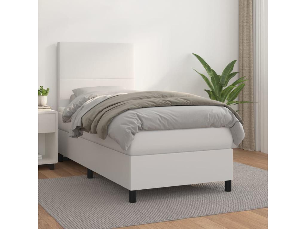 Sommier à Ventoriq de lit avec matelas Blanc 90x200 cm Similicuir LAHW62792