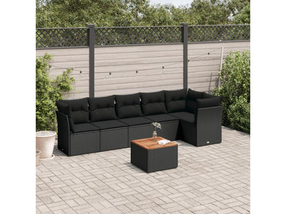 Salon de jardin 7 pcs avec coussins noir résine tressée HEKV55465
