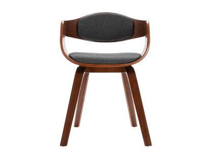 Chaises à manger lot de 2 bois courbé et tissu gris CMLF64052