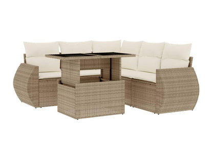 Salon de jardin avec coussins 6 pcs beige résine tressée OKQP61298