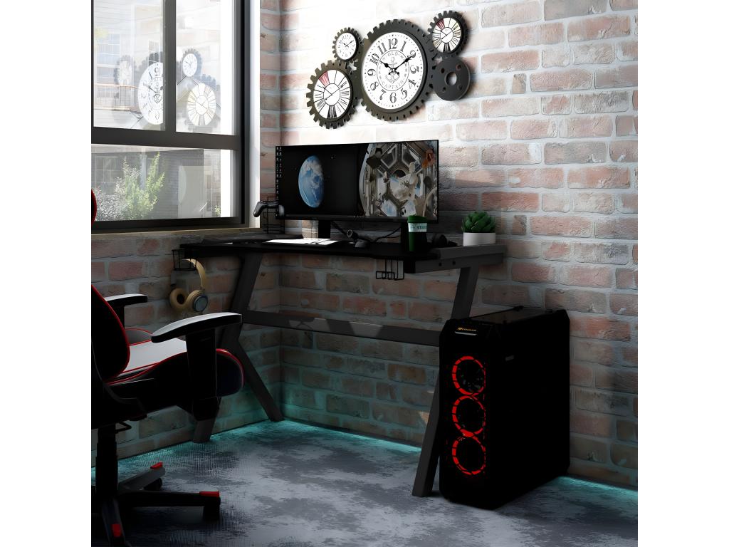 Bureau de jeu à LED en forme de Y Noir 110x60x75 cm KEMP02828
