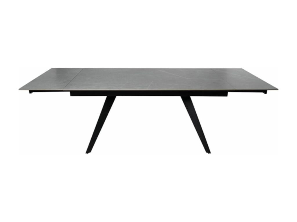 Table rectangulaire extensible plateau porcelaine et pieds métal noir Lumenao-Couleur Gris-Largeur 180/220/260 cm LBOK55374