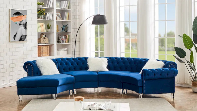 138.6 Velvet curved sofa Symmetrical Modular Sectional