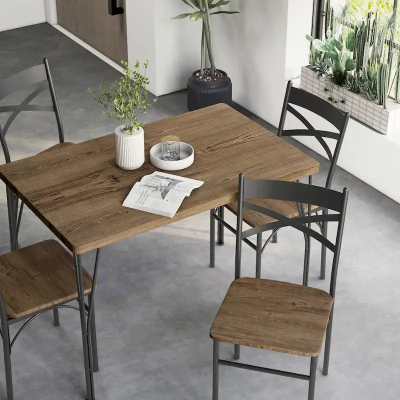 Compact four-seater dining table and chair set
