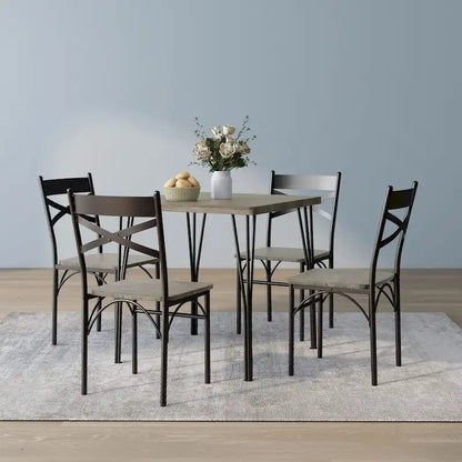 Compact four-seater dining table and chair set