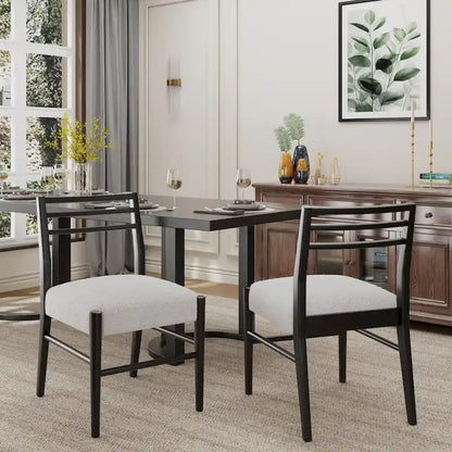 Fescue fabric and rubberwood upholstered dining chairs (set of two)