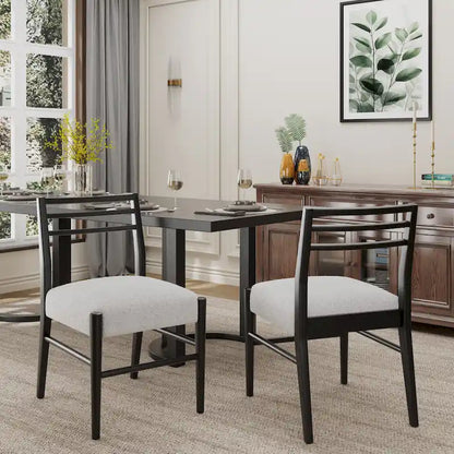 Fescue Fabric and Rubberwood Upholstered Dining Chairs (Set of 2) by Christopher Knight Home