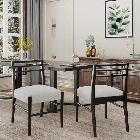 Fescue Fabric and Rubberwood Upholstered Dining Chairs (Set of 2) by Christopher Knight Home