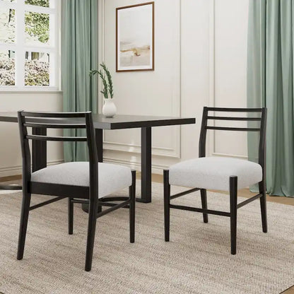 Fescue fabric and rubberwood upholstered dining chairs (set of two)
