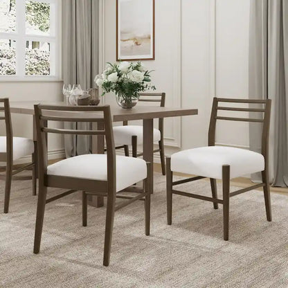 Fescue fabric and rubberwood upholstered dining chairs (set of two)