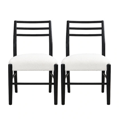 Fescue fabric and rubberwood upholstered dining chairs (set of two)
