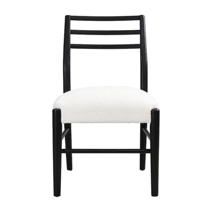 Fescue fabric and rubberwood upholstered dining chairs (set of two)