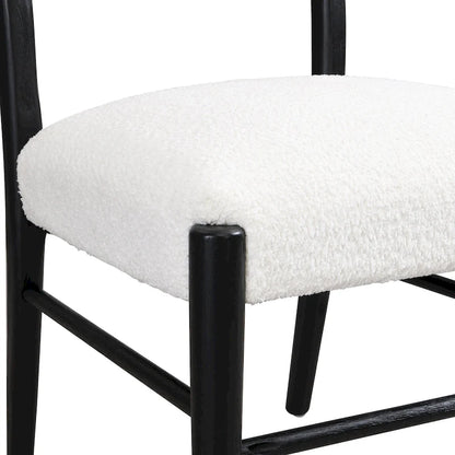 Fescue fabric and rubberwood upholstered dining chairs (set of two)