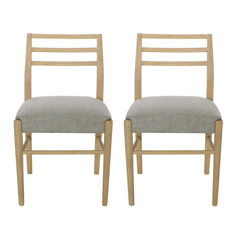 Fescue fabric and rubberwood upholstered dining chairs (set of two)