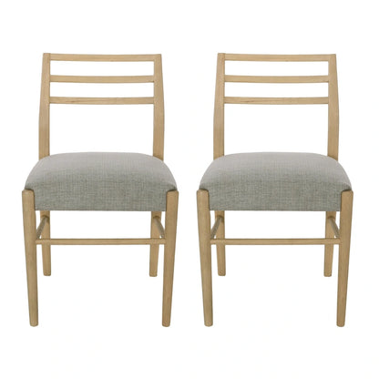 Fescue fabric and rubberwood upholstered dining chairs (set of two)
