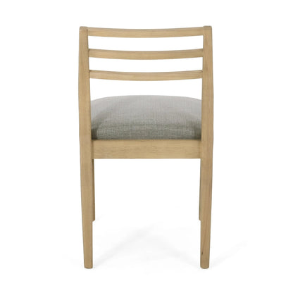 Fescue fabric and rubberwood upholstered dining chairs (set of two)