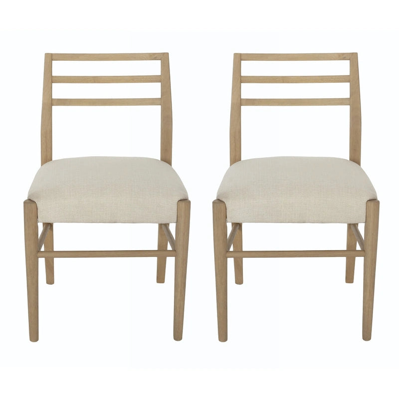 Fescue fabric and rubberwood upholstered dining chairs (set of two)