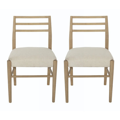 Fescue fabric and rubberwood upholstered dining chairs (set of two)