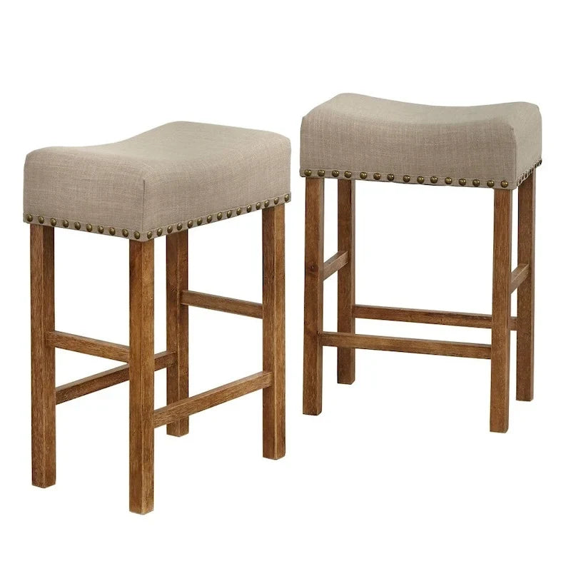 Nailhead 24-inch Counter Height Saddle Stool (Set of 2)