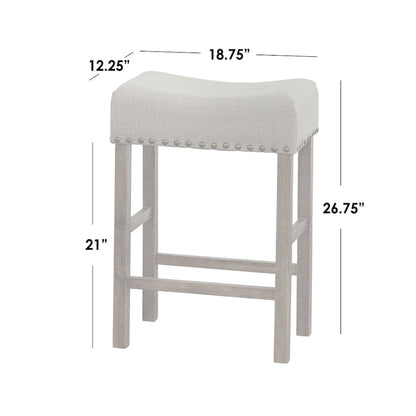 Nailhead 24-inch Counter Height Saddle Stool (Set of 2)