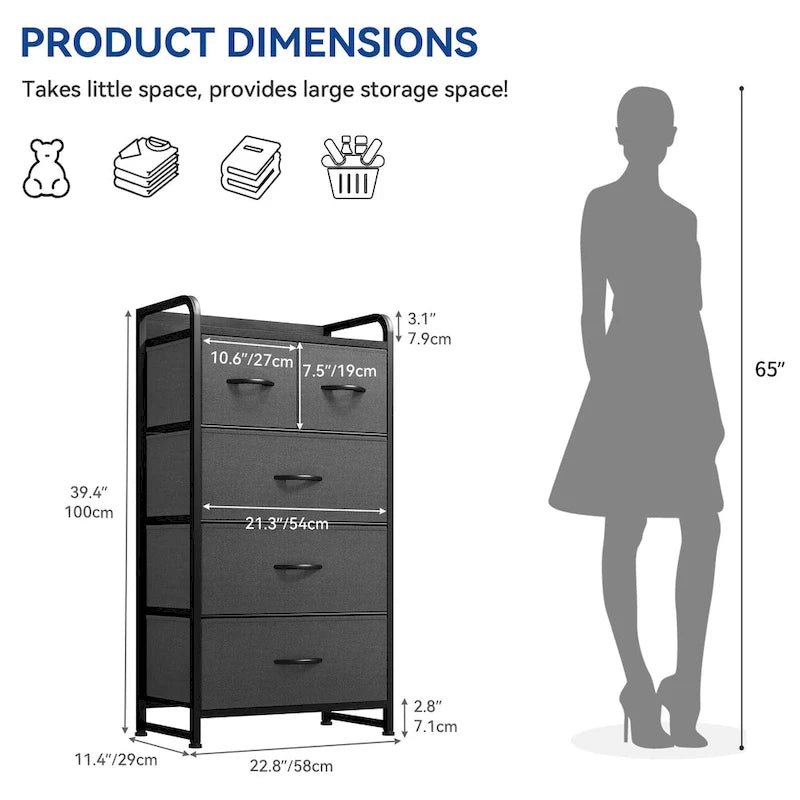 39.4 5 Drawers Furniture Storage Chest
