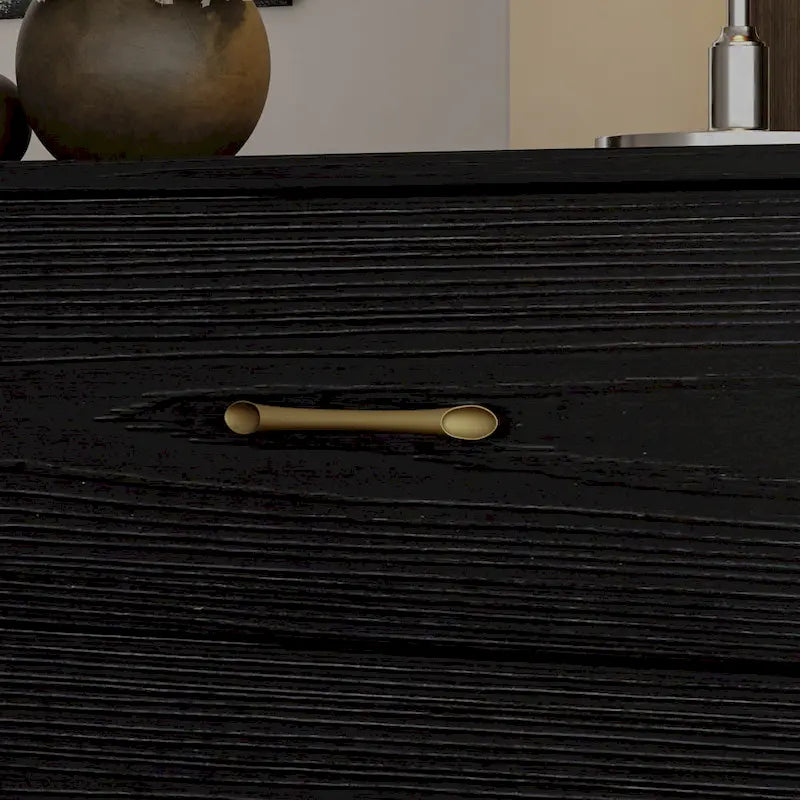 Versatile 9-Drawer Dresser - Sleek Black & Gold, Premium Quality Chest