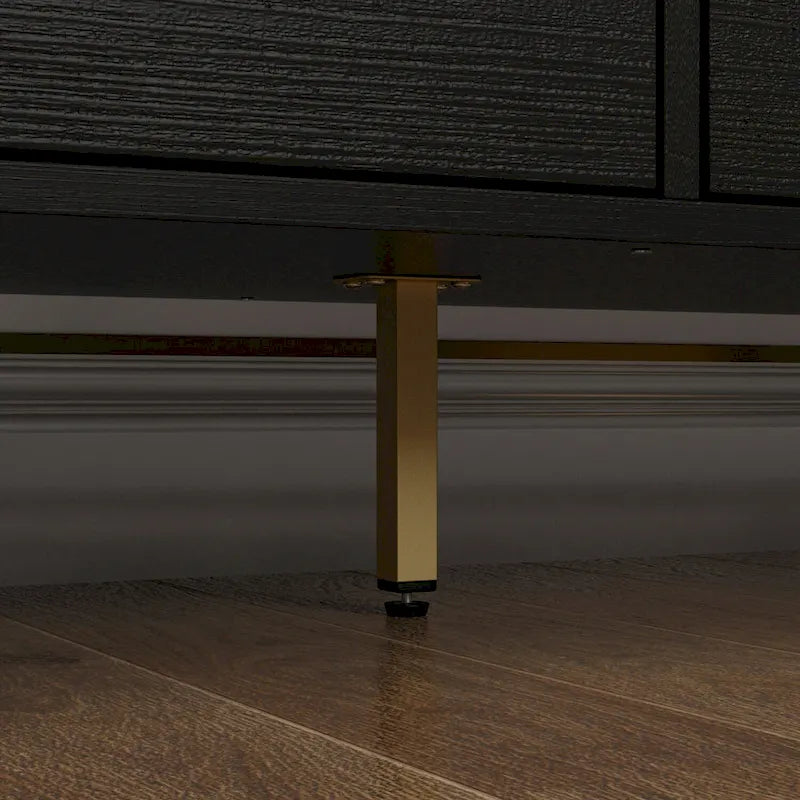 Versatile 9-Drawer Dresser - Sleek Black & Gold, Premium Quality Chest