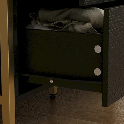 Versatile 9-Drawer Dresser - Sleek Black & Gold, Premium Quality Chest