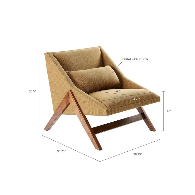 Mustard Yellow/ Pecan Lounge Chair